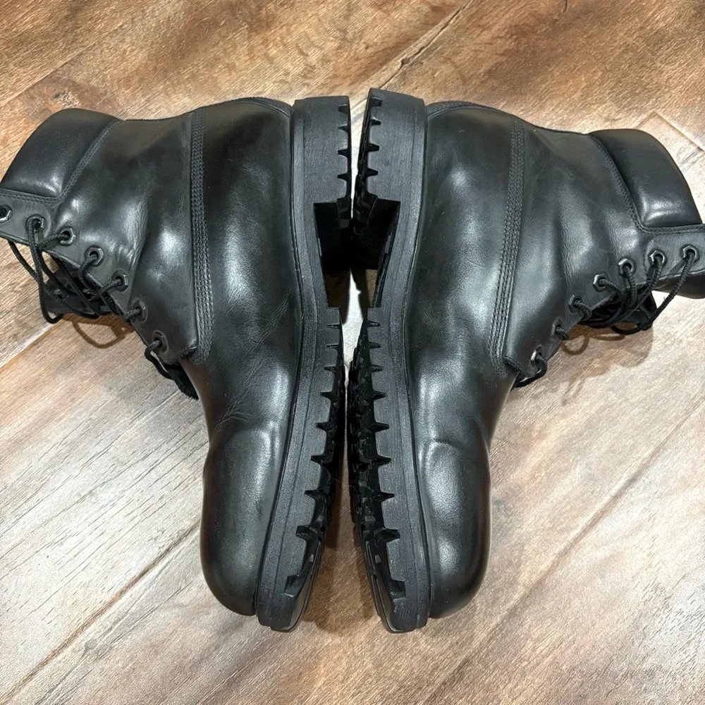 Timberland Black Leather 6-Inch Premium Boots Men’s 12W Wide - Picture 12 of 15